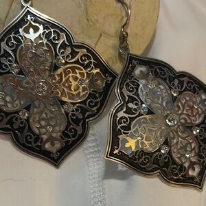 Brighton Gold and Silver Dangle Earrings with Crystal Accents